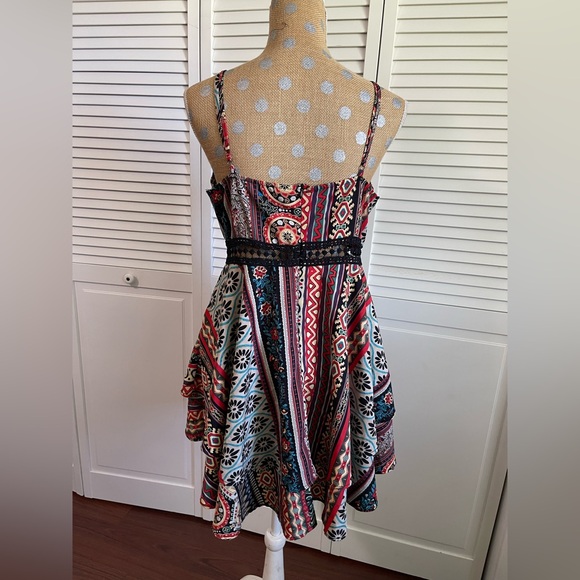 Amazing Festival summer dress with lace crochet peekaboo colorful scarf, Boho - Picture 8 of 12